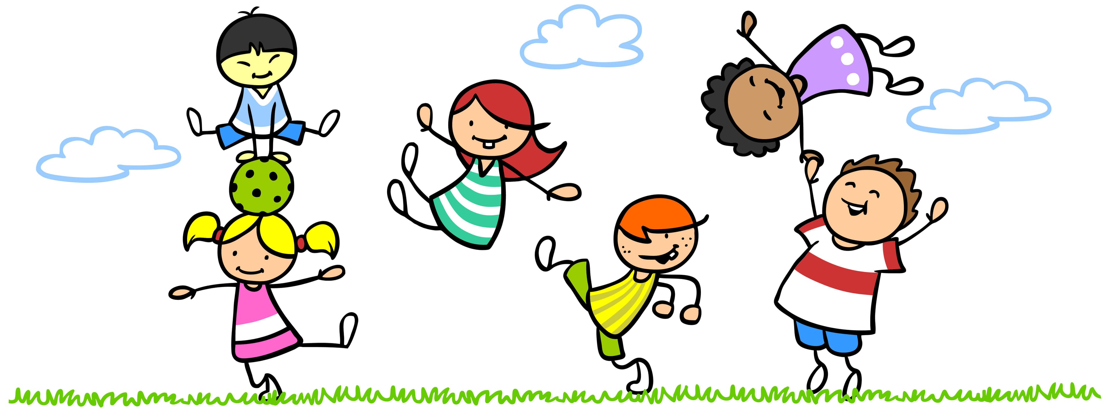Bunte Illustration spielender Kinder für das Eltern-Kind-Café